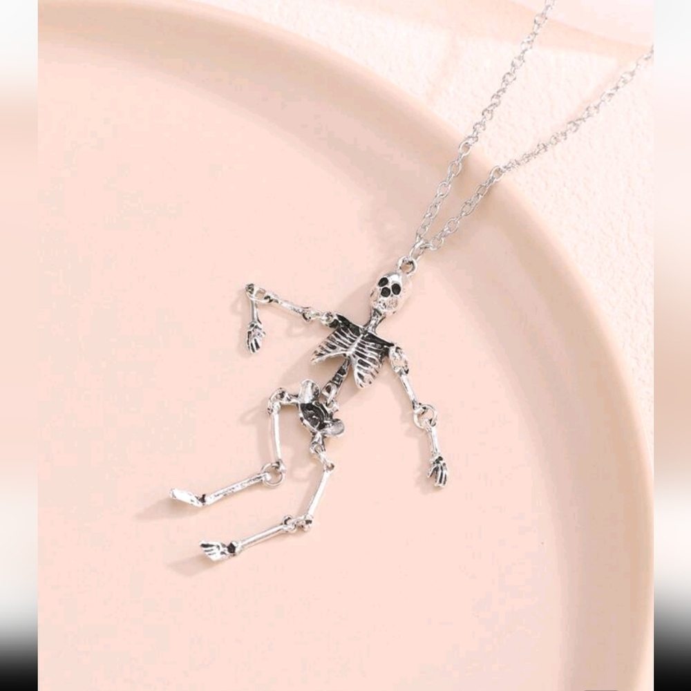 Silver Skeleton Movable  Pendant Necklace